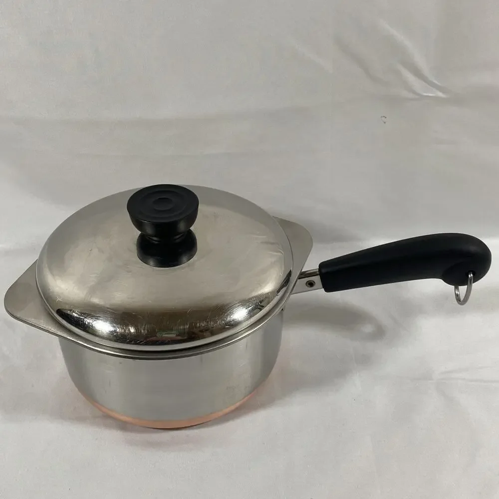 Revere Ware 1 1/2 Qt Copper Bottom Pot Lid Double Boiler Clinton 87 Stainless